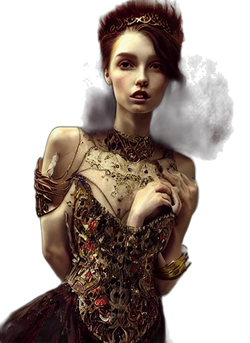 dress, jewelry, crown, face transparent PNG cut-out