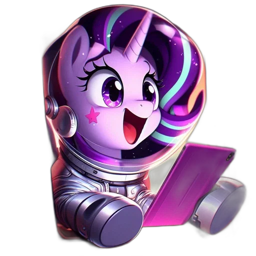 robot, staff, vaporwave, 3d render, cartoon, concept art, outer space, animated transparent PNG cut-out