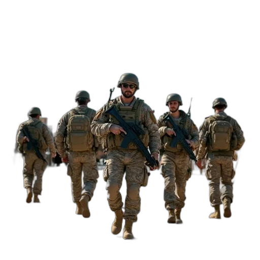 staff, weapon, concept art, 3d render, pixel art, group, soldiers, camouflage transparent PNG cut-out