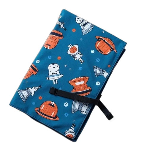 blue, black, patterned, cloth, cartoon, characters, draped, over transparent PNG cut-out