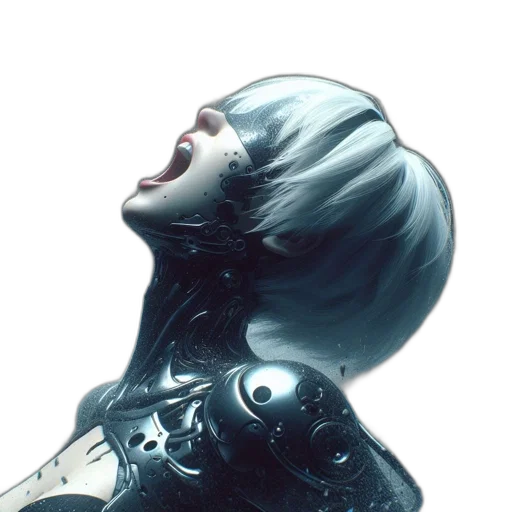 robot, face, hair, creature, cyberpunk, concept art, photorealistic, 3d render transparent PNG cut-out