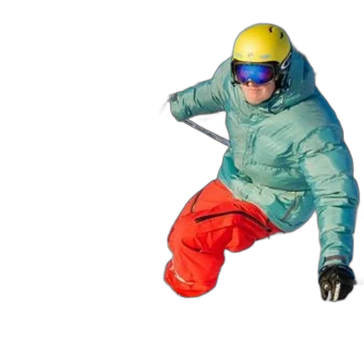 jacket, neon, skier, teal transparent PNG cut-out