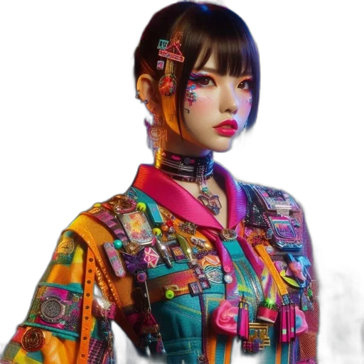 robot, jacket, face, dress, cyberpunk, photorealistic, concept art, fantasy art transparent PNG cut-out