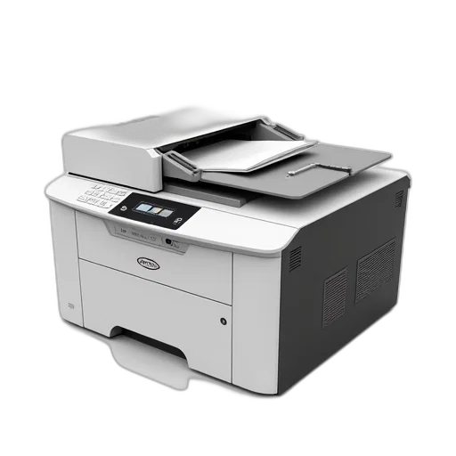 robot, 3d render, monochrome, white, black, modern, printer, flatbed transparent PNG cut-out