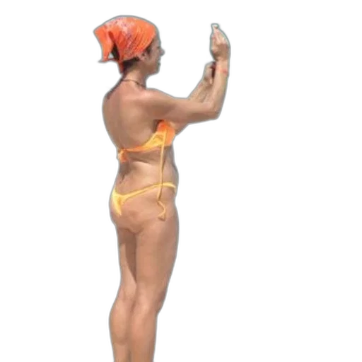 hat, staff, dress, 3d render, concept art, woman, orange, bikini transparent PNG cut-out