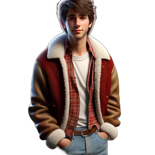 jacket, hair, hat, face, photorealistic, concept art, 3d render, pixel art transparent PNG cut-out