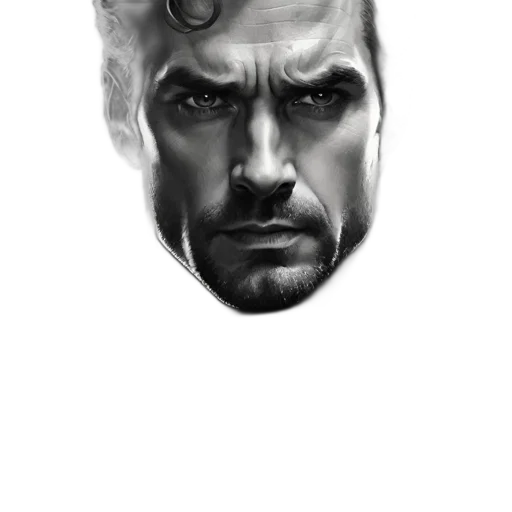 face, comic book art, photorealistic, concept art, pencil sketch, monochrome, black-and-white, portrait transparent PNG cut-out