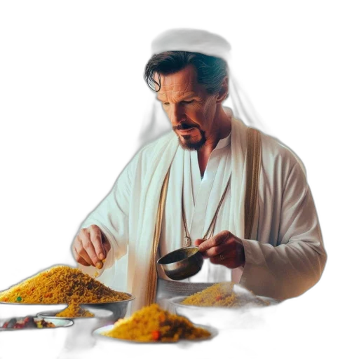 food, photorealistic, pixel art, concept art, oil painting, man, traditional, middle transparent PNG cut-out