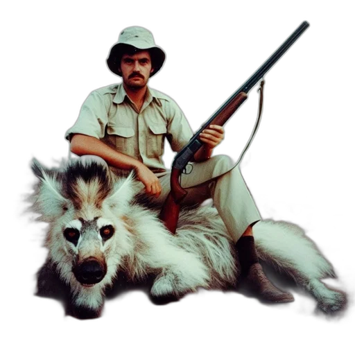 animal, staff, weapon, concept art, photorealistic, hunter, safari, ensemble transparent PNG cut-out