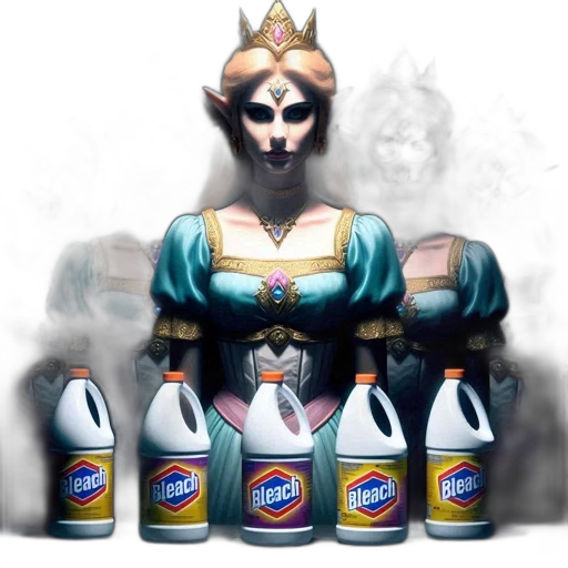 crown, dress, bottle, robot, concept art, vaporwave, 3d render, fantasy art transparent PNG cut-out