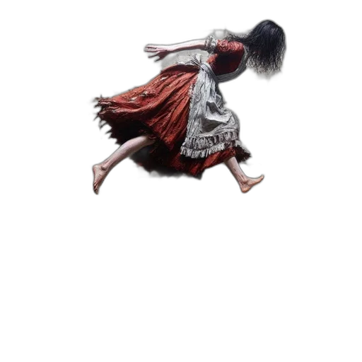 dress, hair, umbrella, creature, 3d render, photorealistic, concept art, pixel art transparent PNG cut-out