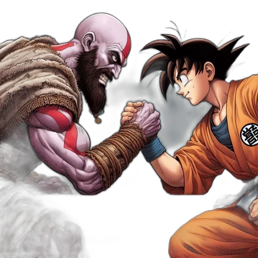comic book art, concept art, two, animated, characters, engage, intensive, arm transparent PNG cut-out