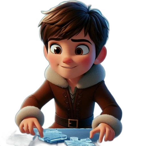 jacket, face, concept art, 3d render, cartoon, comic book art, snow, young transparent PNG cut-out