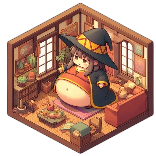 food, hat, staff, furniture, pixel art, concept art, fantasy art, anime transparent PNG cut-out