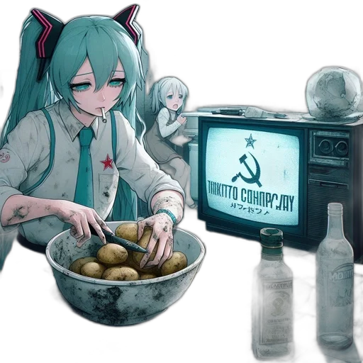 food, robot, weapon, staff, vaporwave, cyberpunk, concept art, anime transparent PNG cut-out