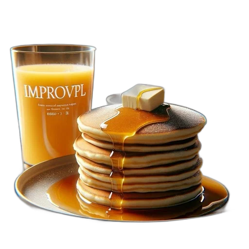 food, photorealistic, breakfast, scene, features, plate, pancakes, syrup transparent PNG cut-out