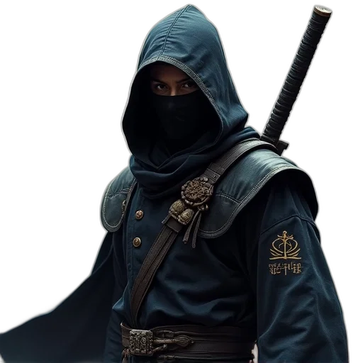 sword, staff, jacket, mask transparent PNG cut-out