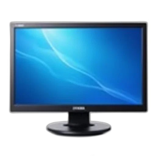 furniture, staff, 3d render, modern, computer, monitor, displaying, blue transparent PNG cut-out
