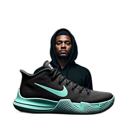 shoes, 3d render, black, teal, nike, kyrie, basketball, shoe transparent PNG cut-out