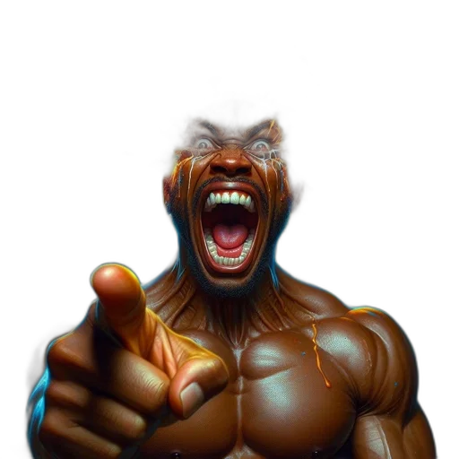 face, comic book art, photorealistic, concept art, 3d render, man, screaming, expression transparent PNG cut-out