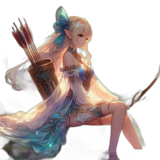 sword, staff, weapon, dress, fantasy art, concept art, anime, watercolor transparent PNG cut-out