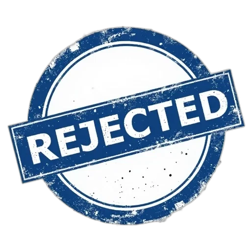 stylized, blue, white, stamp, word, rejected, bold, letters transparent PNG cut-out