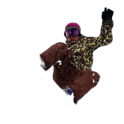 jacket, robot, creature, animal, snowboarder, camo, brown, pants transparent PNG cut-out