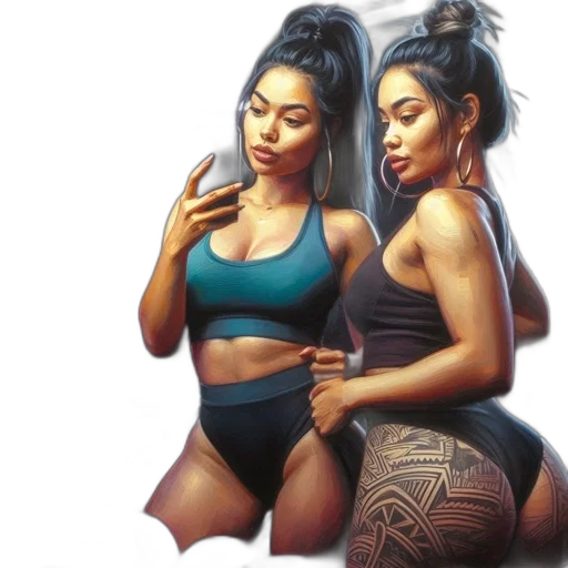 photorealistic, concept art, watercolor, fantasy art, two, women, chat, against transparent PNG cut-out