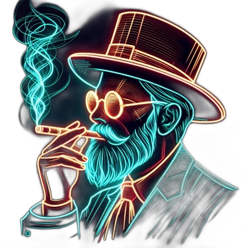 hat, staff, pixel art, concept art, cyberpunk, fantasy art, neon lights, vintage transparent PNG cut-out
