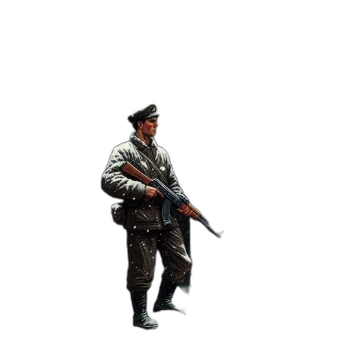 staff, weapon, jacket, animal, concept art, pixel art, 3d render, photorealistic transparent PNG cut-out