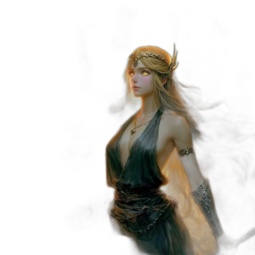 dress, sword, dragon, crown, fantasy art, concept art, photorealistic, 3d render transparent PNG cut-out
