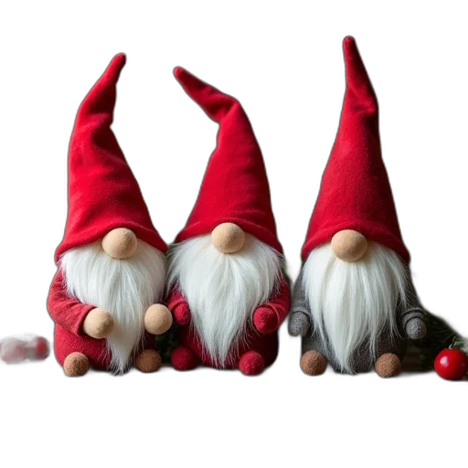 3d render, christmas, gnomes, sitting, top, wooden, table transparent PNG cut-out