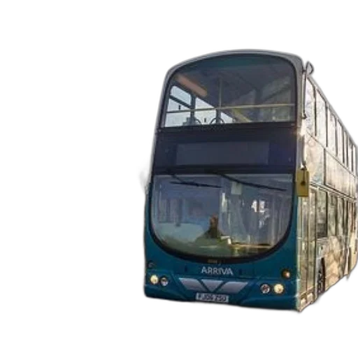 3d render, photorealistic, concept art, blue, double-decker, bus, arriva, driving transparent PNG cut-out