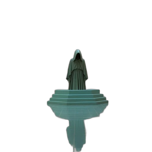 umbrella, dress, staff, jewelry, 3d render, vaporwave, concept art, pixel art transparent PNG cut-out