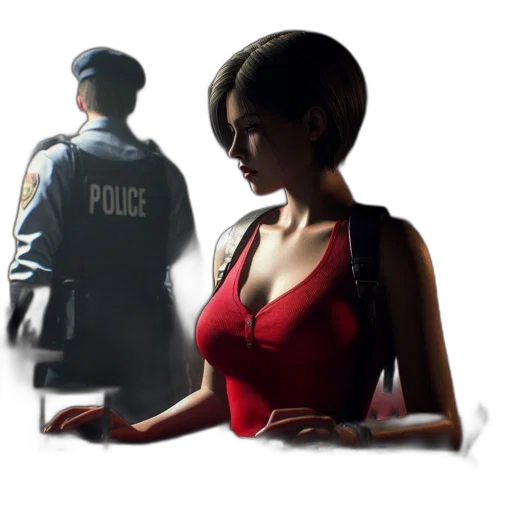 dress, jacket, concept art, photorealistic, 3d render, comic book art, city street, dimly transparent PNG cut-out