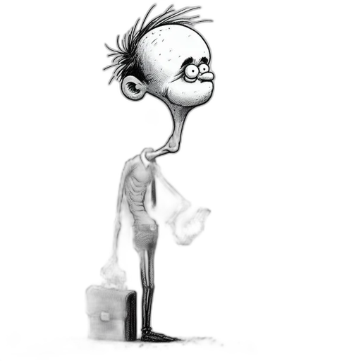 staff, creature, face, robot, cartoon, concept art, comic book art, pencil sketch transparent PNG cut-out