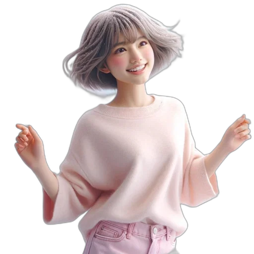 jacket, dress, hair, face, 3d render, photorealistic, concept art, oil painting transparent PNG cut-out