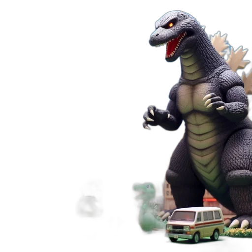 creature, dragon, concept art, 3d render, miniature, japanese, cityscape, features transparent PNG cut-out