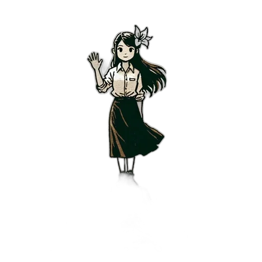 staff, dress, flower, creature, pixel art, cartoon, concept art, anime transparent PNG cut-out