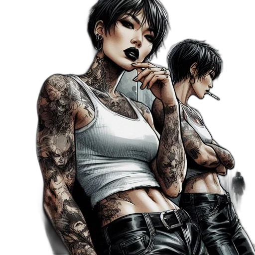 comic book art, cyberpunk, concept art, photorealistic transparent PNG cut-out