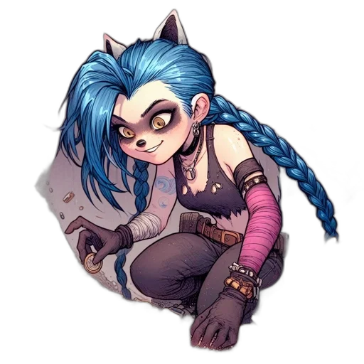 fantasy art, cyberpunk, concept art, comic book art, blue, animated, character, unique transparent PNG cut-out