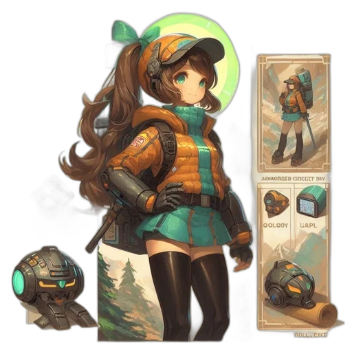 staff, jacket, hat, concept art, fantasy art, pixel art, anime, snow transparent PNG cut-out
