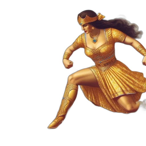 dress, 3d render, concept art, fantasy art, photorealistic, golden, imposing, female transparent PNG cut-out