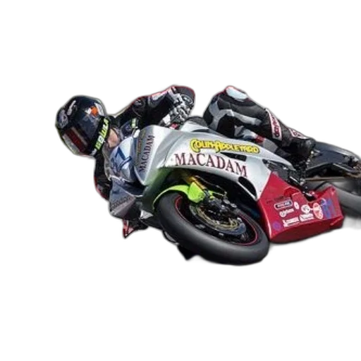 photorealistic, motorcycle, racer, leans, into, turn, track, word transparent PNG cut-out