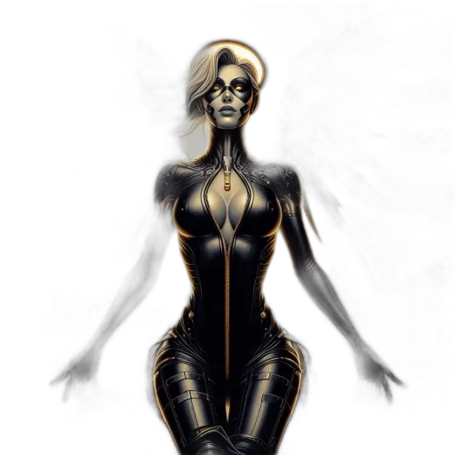dress, robot, mask, jewelry, concept art, comic book art, fantasy art, 3d render transparent PNG cut-out