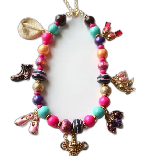 jewelry, crown, colorful, neon, beaded, necklace, various, beads transparent PNG cut-out
