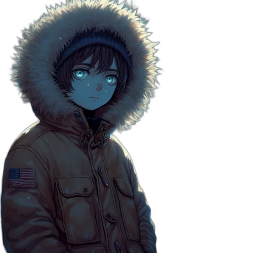 jacket, face, mask, creature, concept art, anime, watercolor, pixel art transparent PNG cut-out