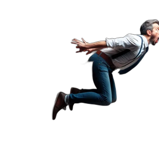 concept art, 3d render, photorealistic, man, breaks, through, brick, wall transparent PNG cut-out