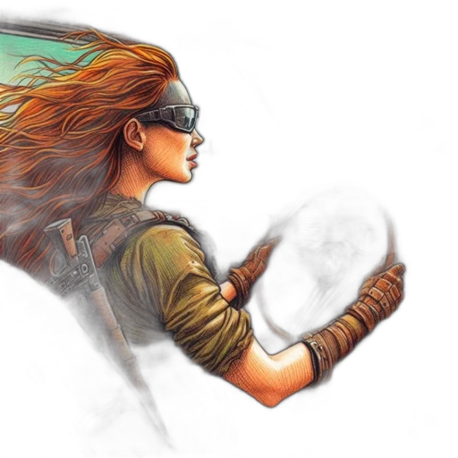 fantasy art, comic book art, concept art, watercolor, green, golden, woman, outfit transparent PNG cut-out