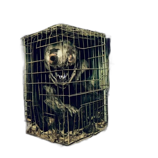 animal, creature, mask, robot, 3d render, concept art, unsettling, scene transparent PNG cut-out